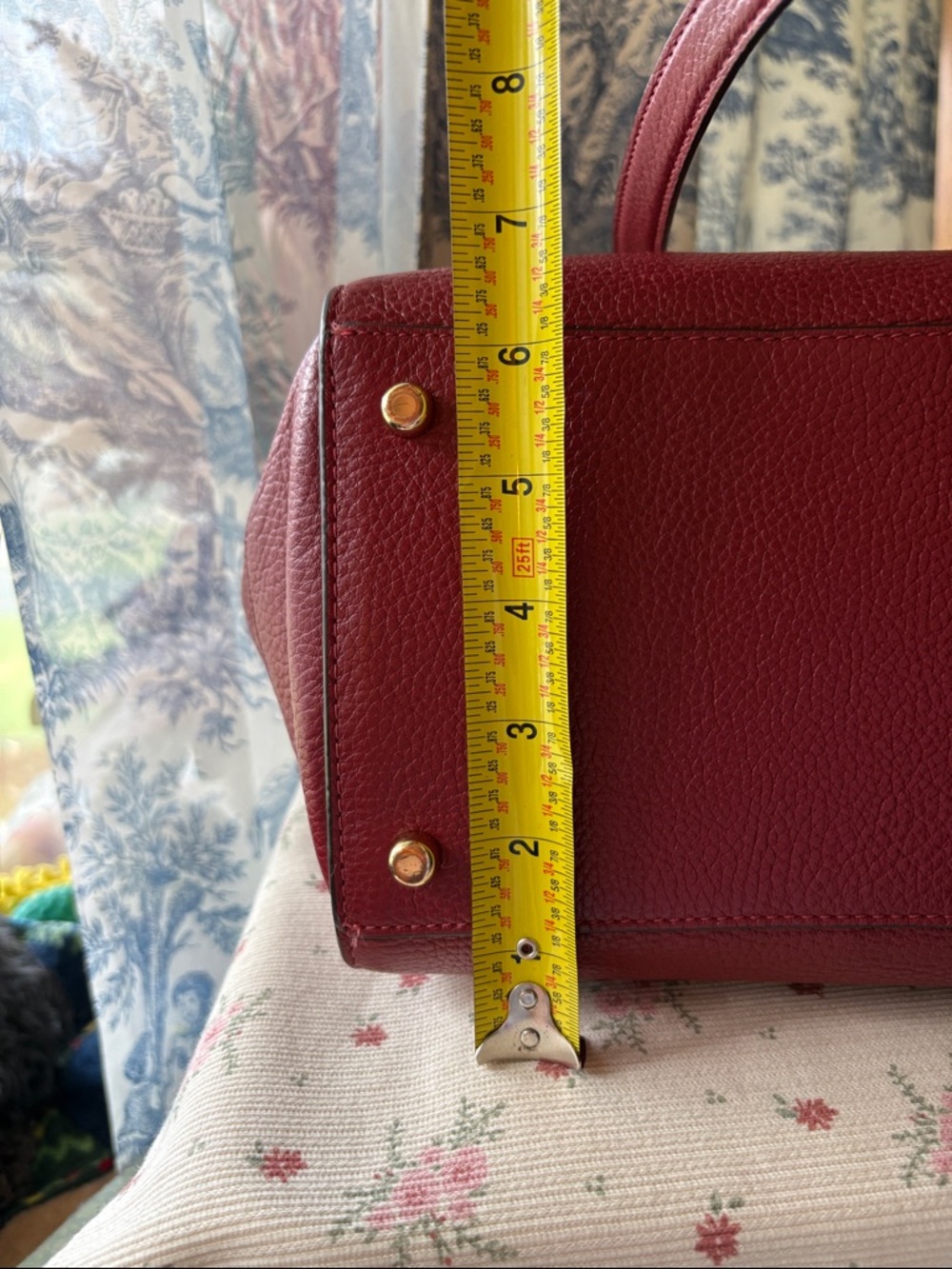 COACH Pebbled Leather Tote in Burgundy Red - Picture 8 of 12